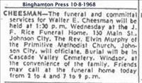 Cheeseman, Walter - Funeral Notice